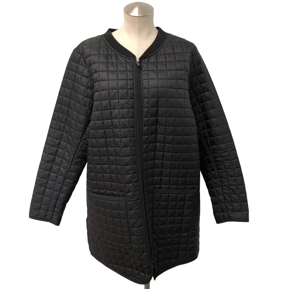 Athleta Whisper Featherless Long Jacket Womens XL Black Quilted Puffer Gorpcore